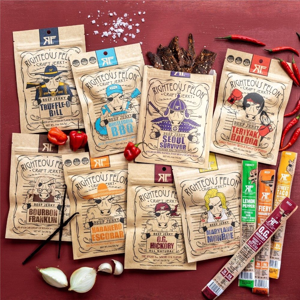 Righteous Sampler Beef Jerky & Meat Sticks (12-Pack) N7
