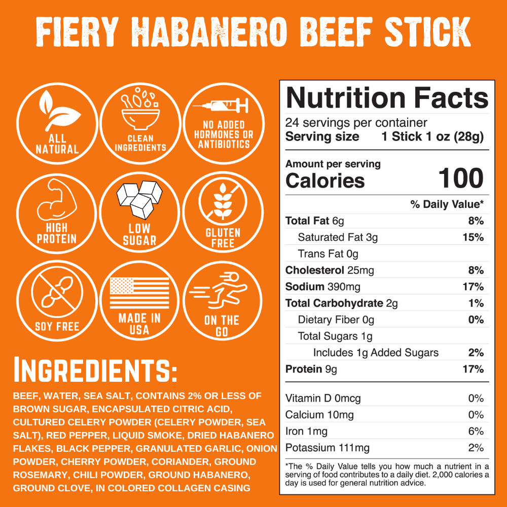Fiery Habanero Beef Stick (10-Pack) S0