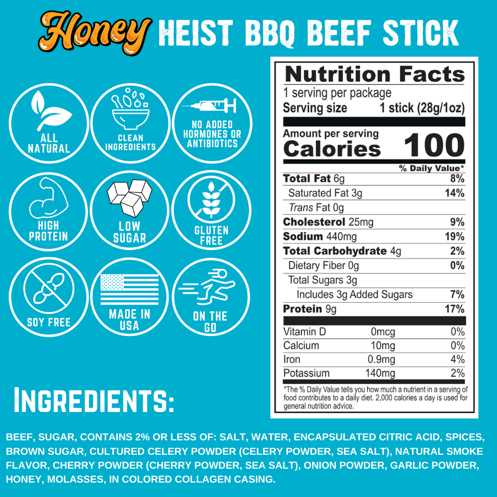 NEW Honey Heist BBQ Beef Stick (10-Pack) A0